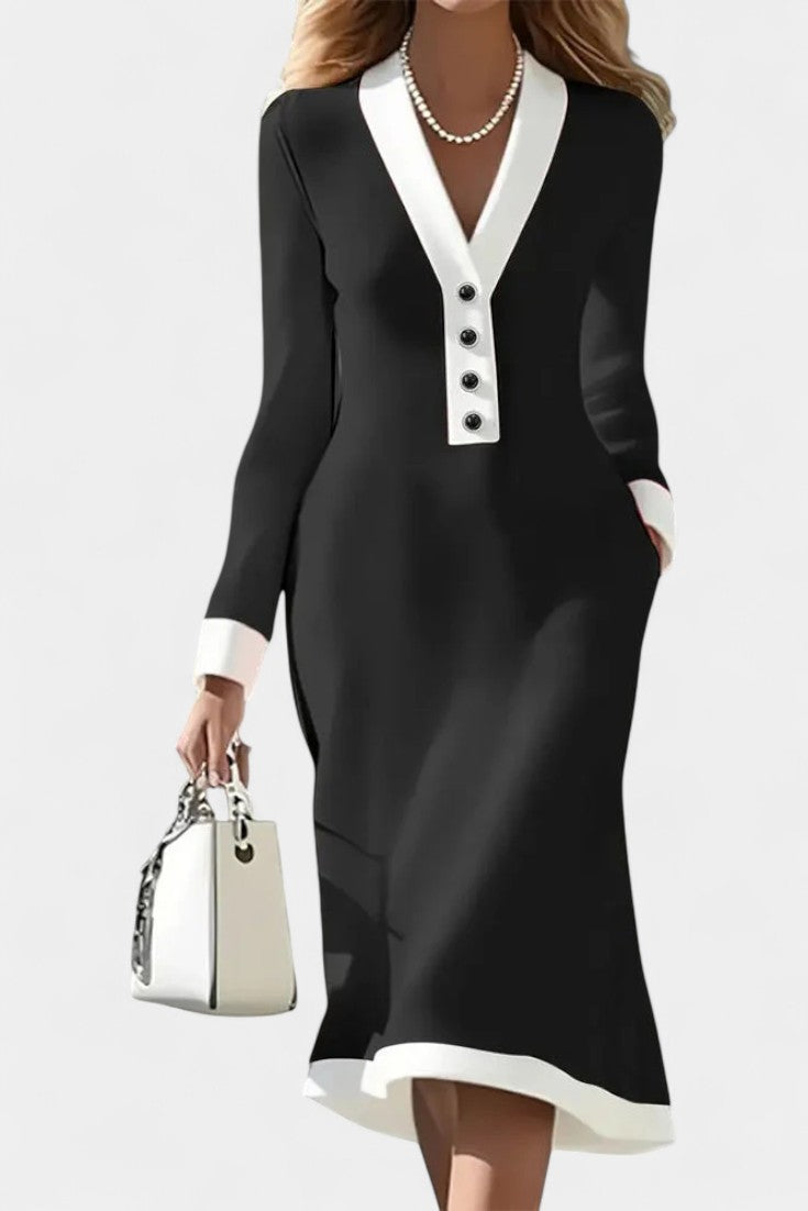 Cédria V-Neck Long Sleeve Maxi Dress