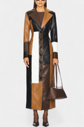 Norelle Modern Contrast Structured Patchwork Trench