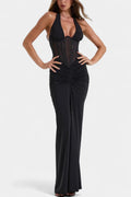 Angelina Mesh Corset Halter with Gathered Maxi Skirt Ensemble
