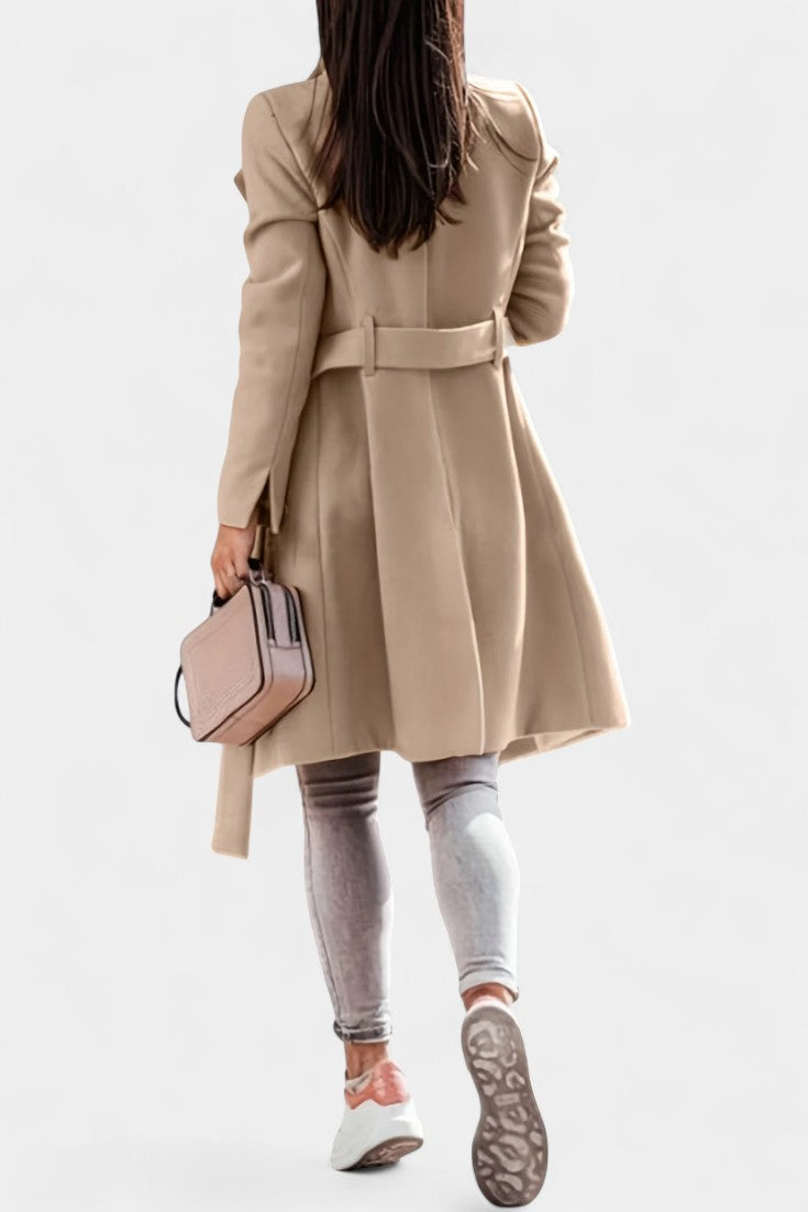 Kaya Belted Long Trench Coat with Straight Fit