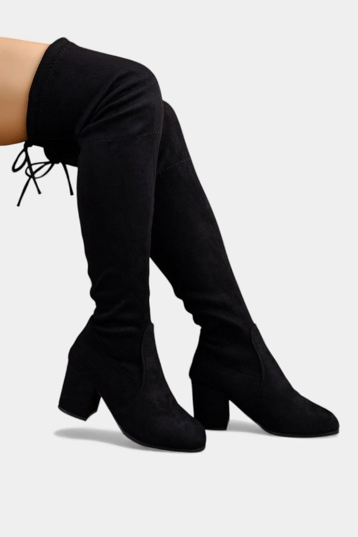 Dorine Chunky-Heeled Thigh-High Boots
