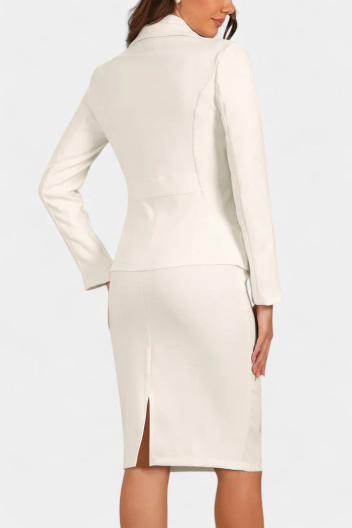 Komoren Chic Blazer and Pencil Skirt Ensemble with Notched Collar