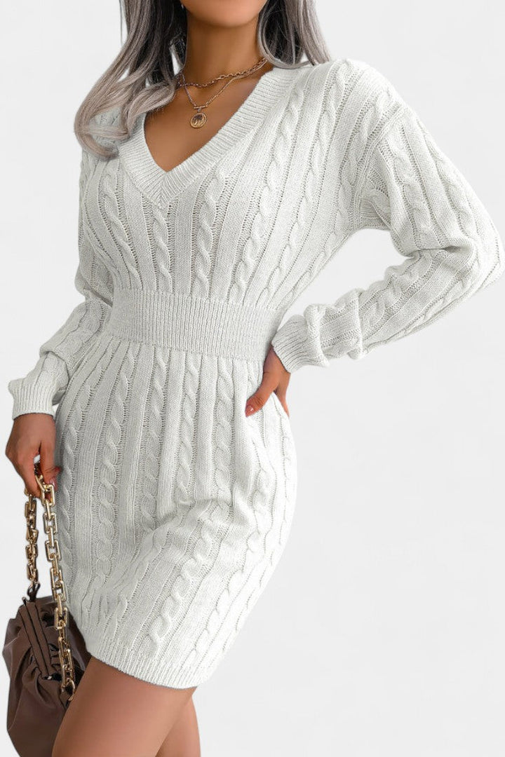 Cléora Long Sleeve Bodycon Mini Sweater Dress