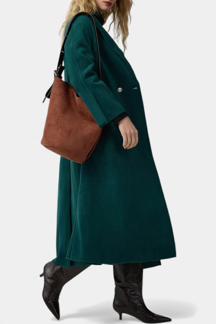 Padmé Long Crossed Coat featuring Notched Lapels