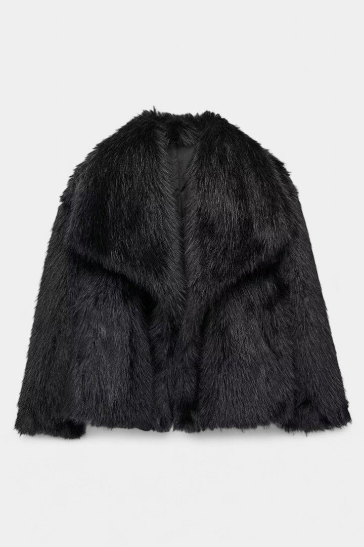 Aurorette Statement Collar Oversized Faux Fur Coat
