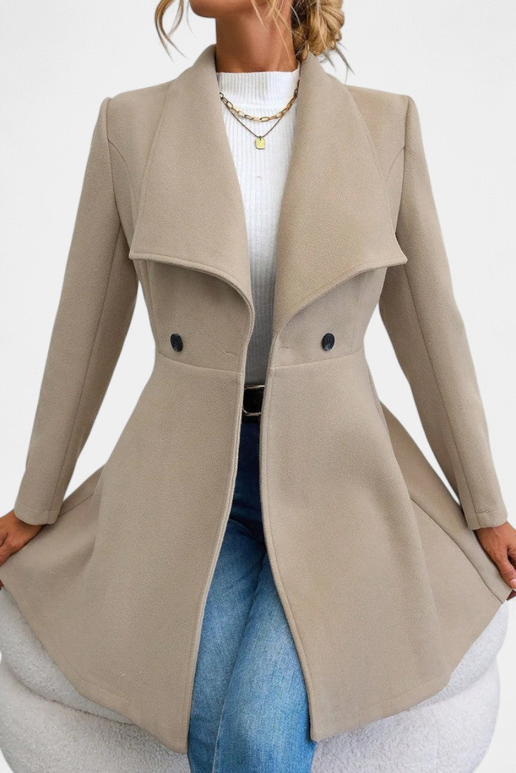 Floriane Double-Breasted Reversible Peplum Coat