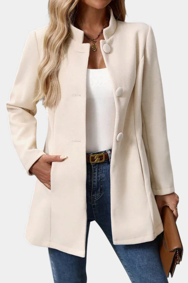 Lyana Long Sleeve Coat with High Collar