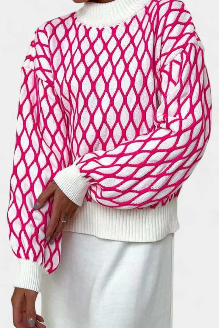 Wincy Ava Oversized Knit Turtleneck Sweater with Puff Sleeves