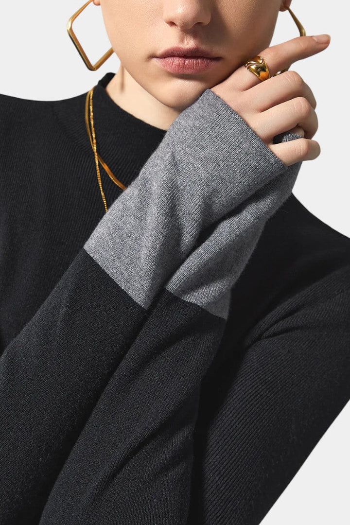 Maiwenn Long Sleeve Knit Top Featuring Contrasting Cuffs