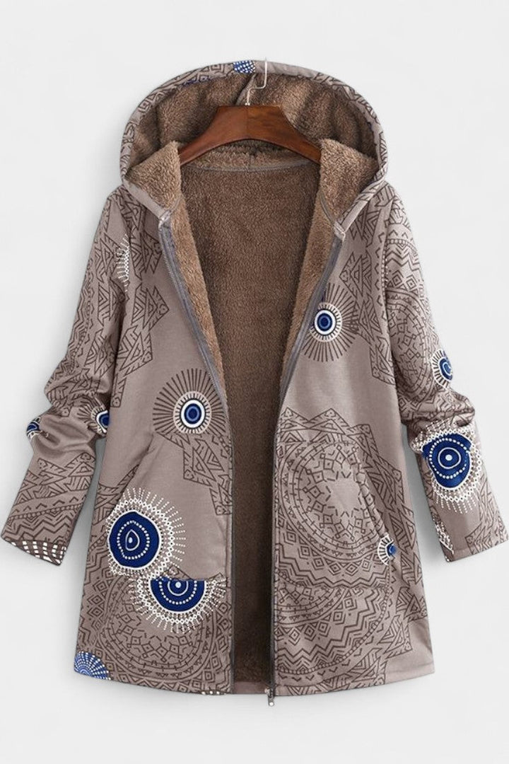 Winter Hooded Coat with April Floral Print