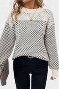 Rachael Color Block Geometric Pattern Casual Sweater