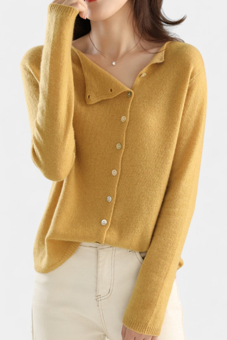 Marjorie Button-Up Soft Wool Cardigan