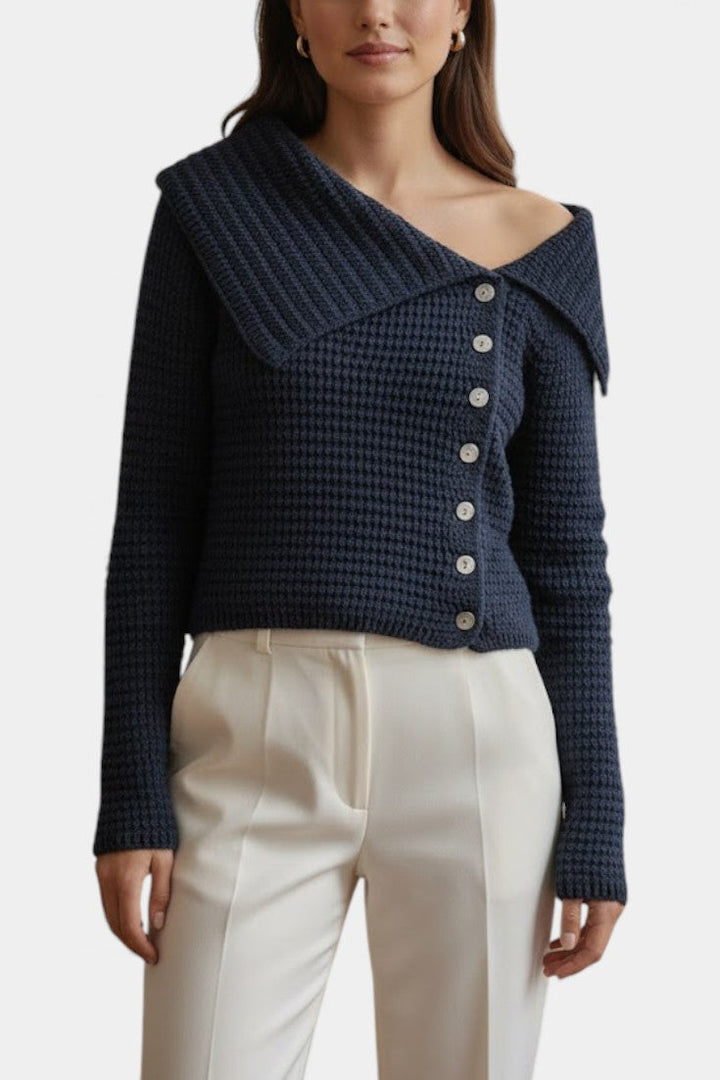 Manon Asymmetrical Knit Top Featuring Sculptural Accents