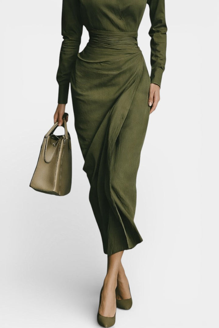 Shirt Collar Structured Maxi Dress