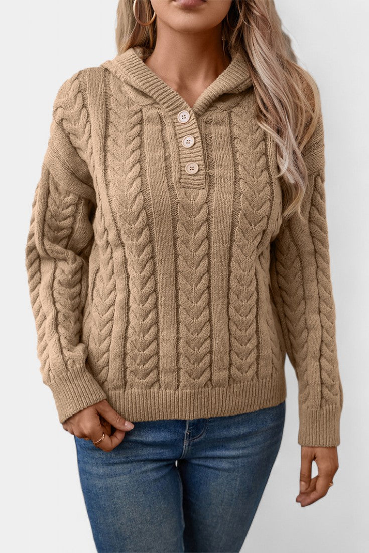 Relaxed Fit Hannelore Soft Knit Hooded Pullover