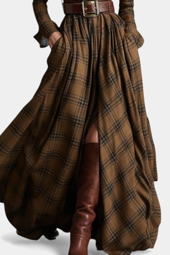 Eustelle Collared Plaid Maxi Dress