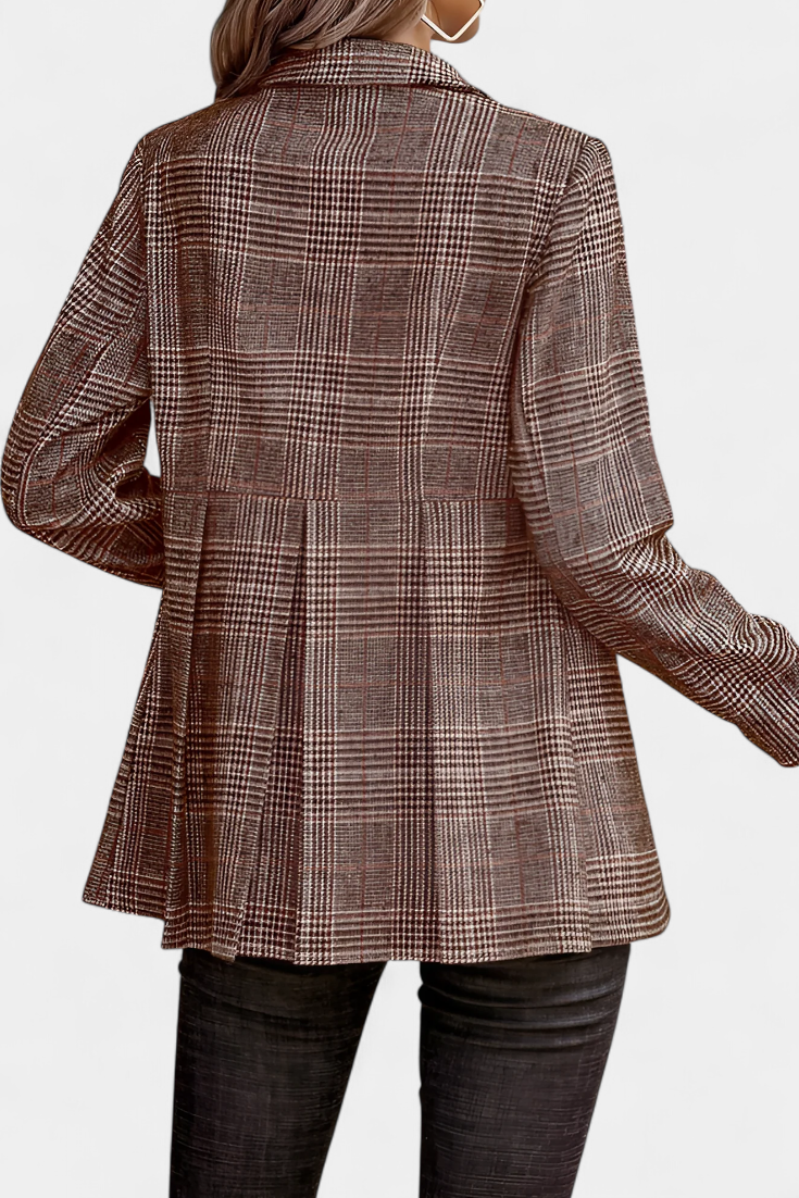 Pleated Peplum Jacket in Calico Print