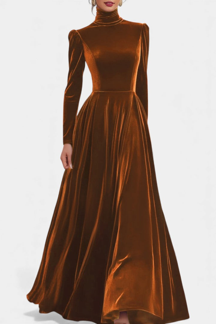 Orphise Long Sleeve Bordeaux Maxi Dress