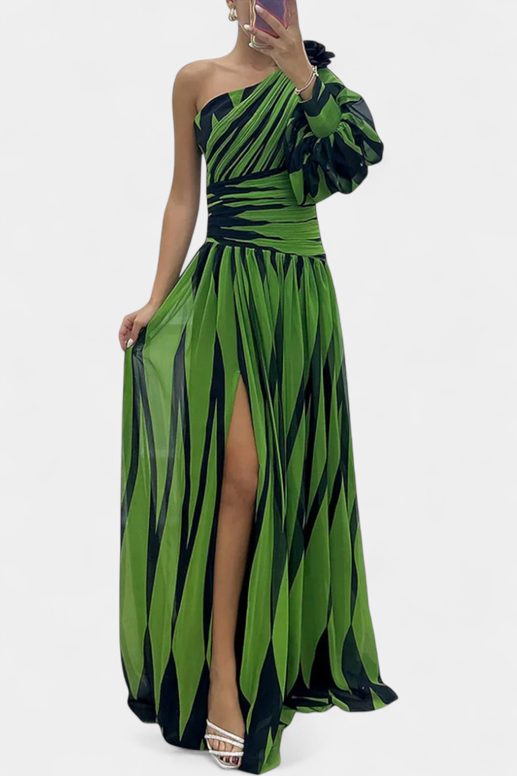 Bethania Striped Asymmetrical Maxi Robe