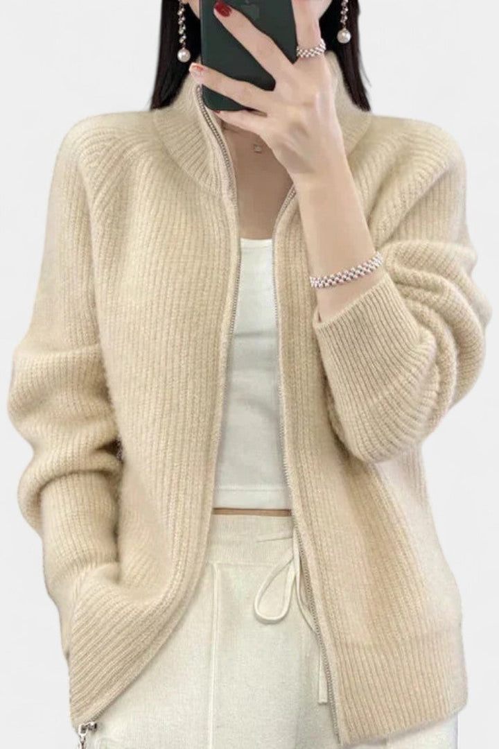 Structured Knit Chelsea Zip-Up Cardigan