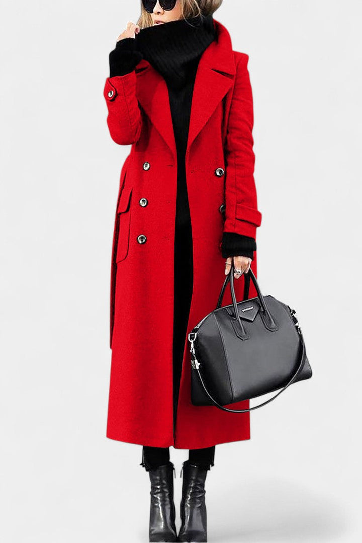 Franka Tailored Long Wool Coat with Elegant Double-Breasted Style