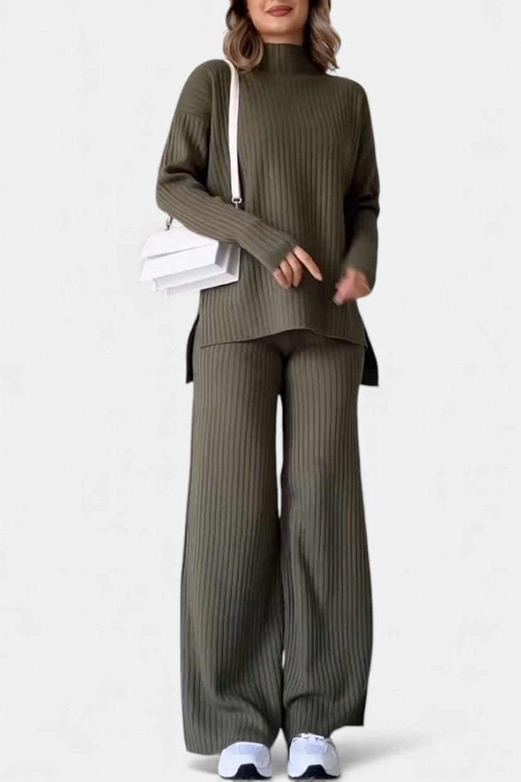Florisse Stylish Casual Knit Set with Side Slit