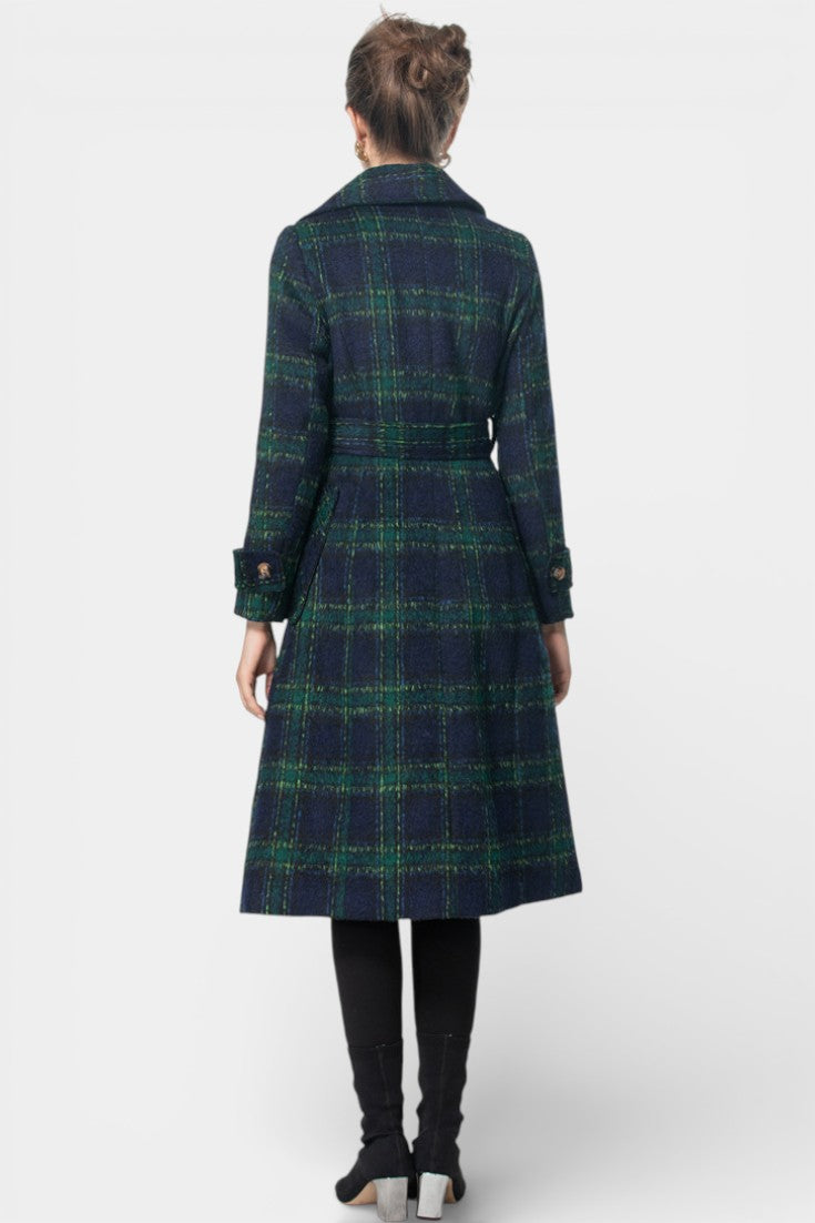 Blue-Green Lara Long Crossed Coat