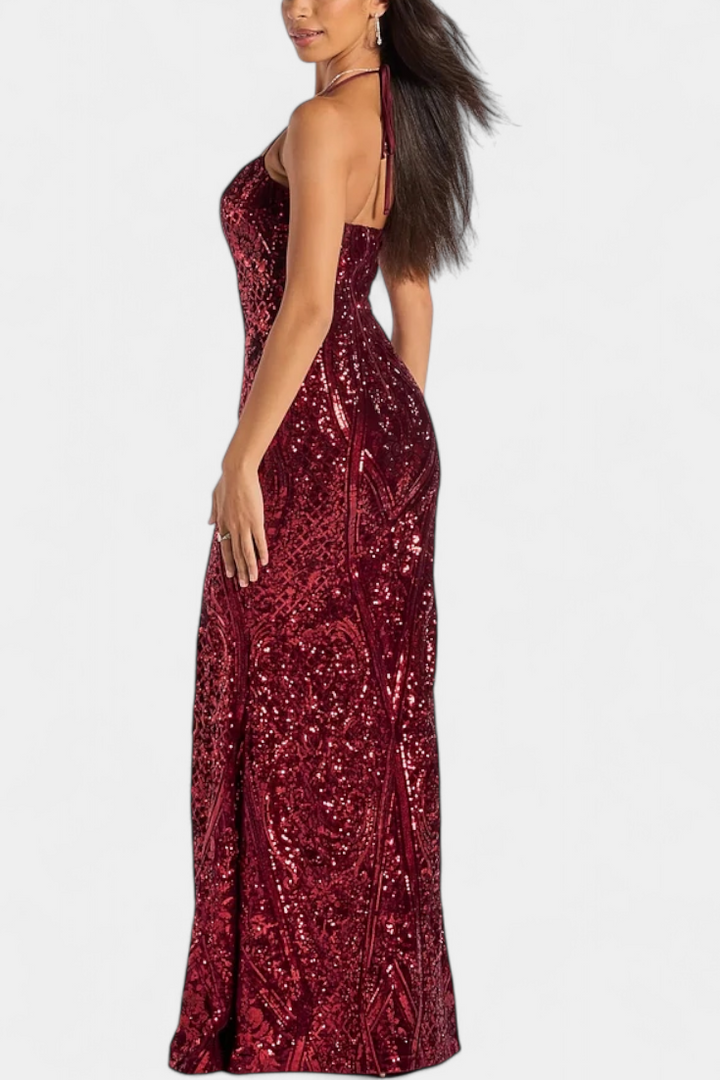 Marleni Shimmering Halter Dress