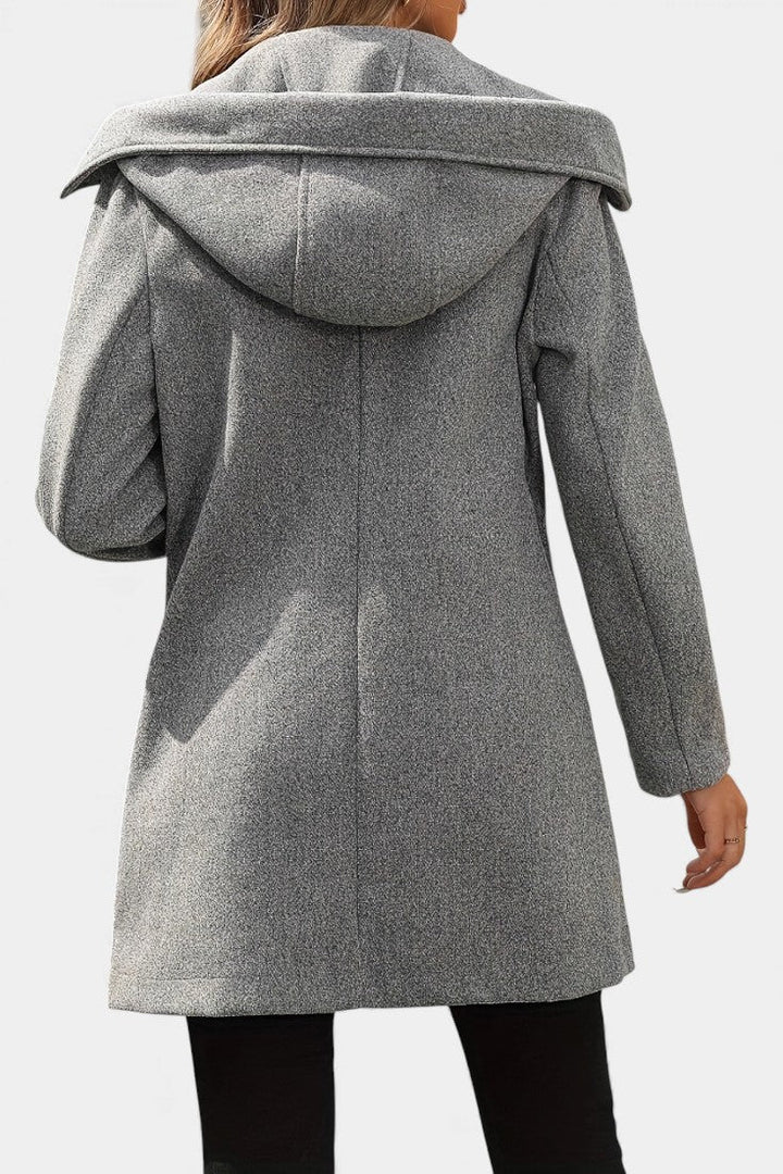 Lada Long Sleeve Double-Breasted Hooded Coat