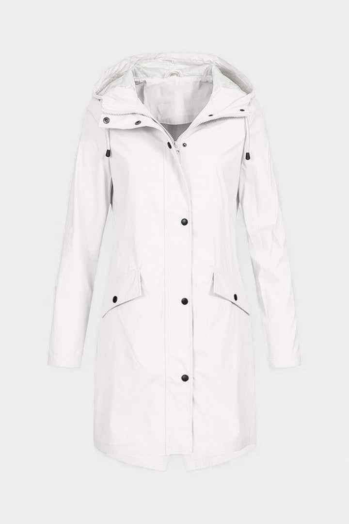Beige Carmélia Long Waterproof Parka with Adjustable Hood