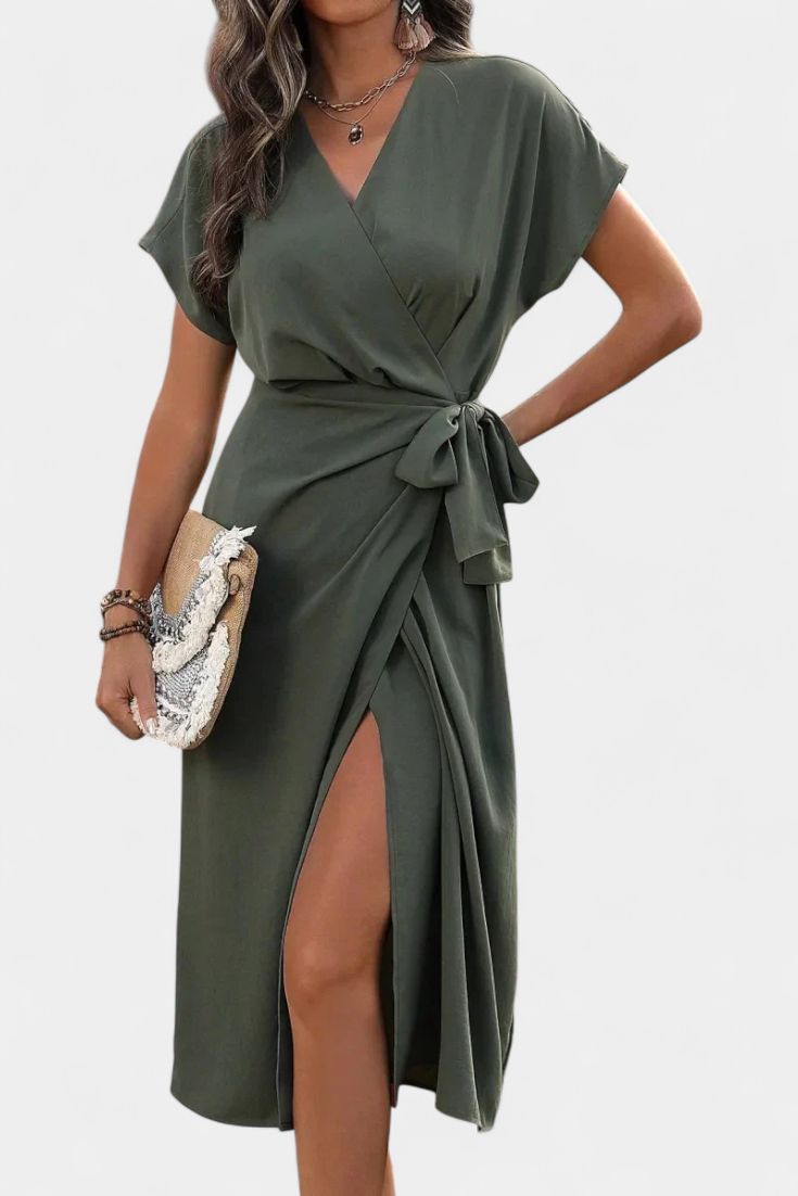 Begoña V-Neck Wrap Dress with Adjustable Belt