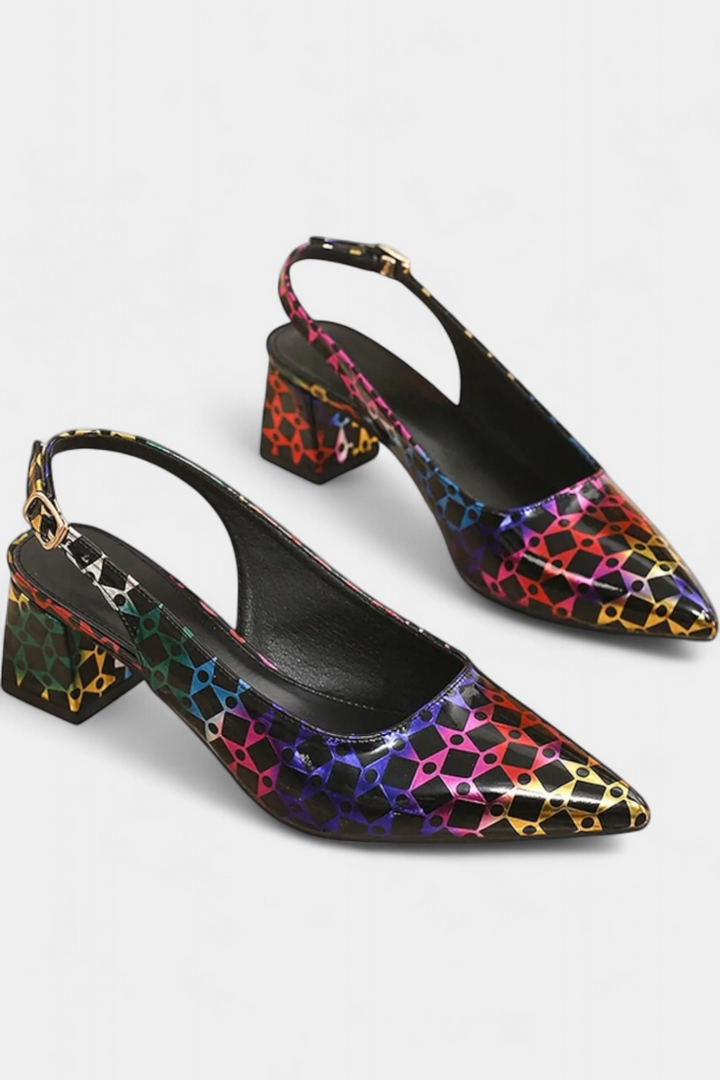 Karthleen Statement Geometric Pattern Chunky Heels