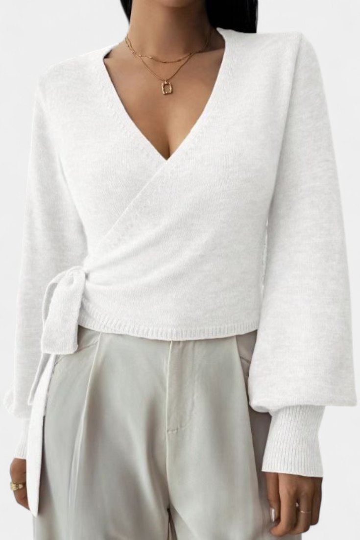 Persephone V-Neck Cross-Back Top with Short Sleeves