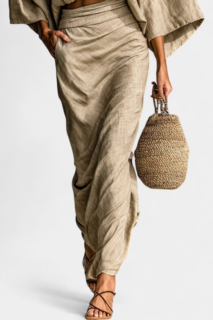 Marlon Long Sleeve Casual Ensemble with Flowing Maxi Skirt