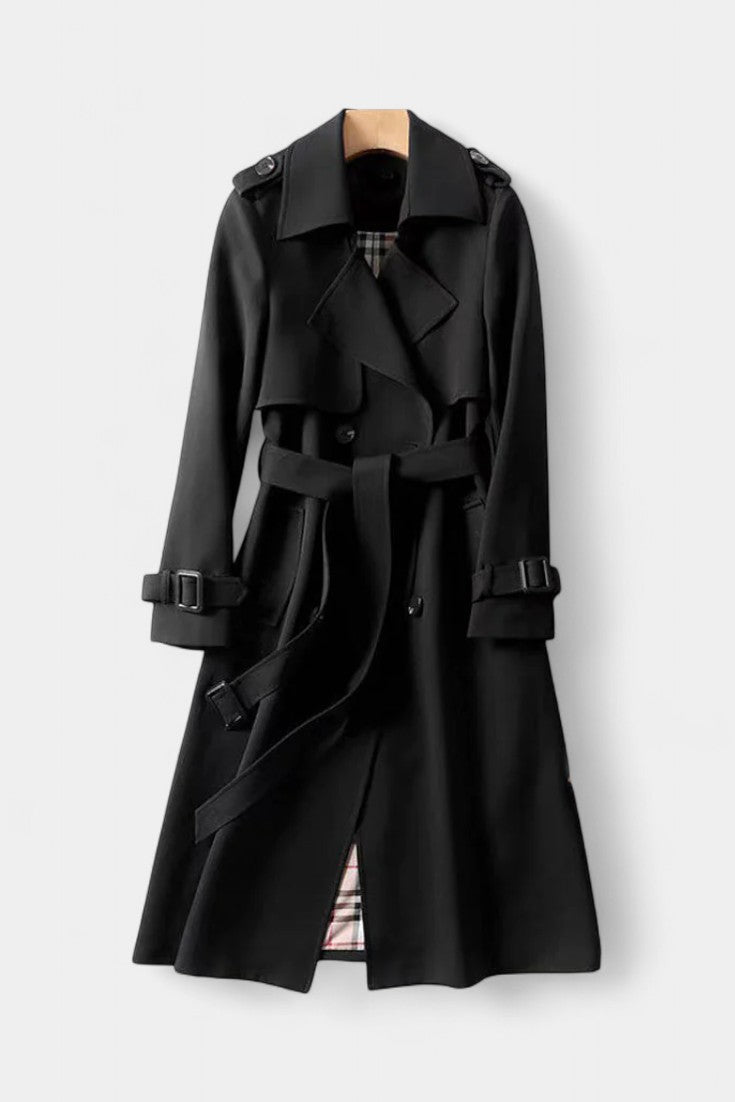 Double-Breasted Long Coat with Belt by Romane