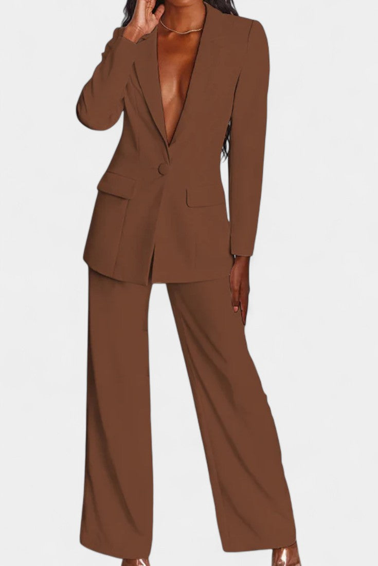 Marnie Blazer and High-Waisted Pants Ensemble