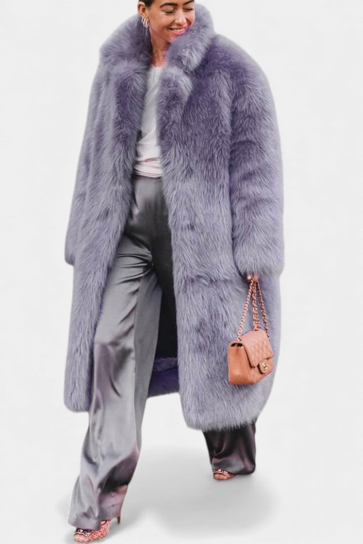 Lavender Synthetic Fur Pierette Long Coat