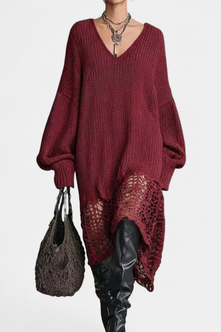 Deep Green Brigitte Long Textured Knit Dress