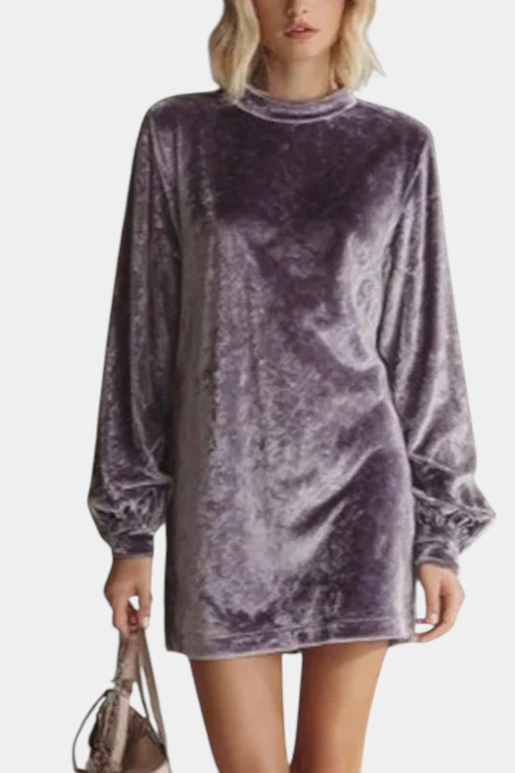 Badia Long Sleeve Mini Velvet Dress