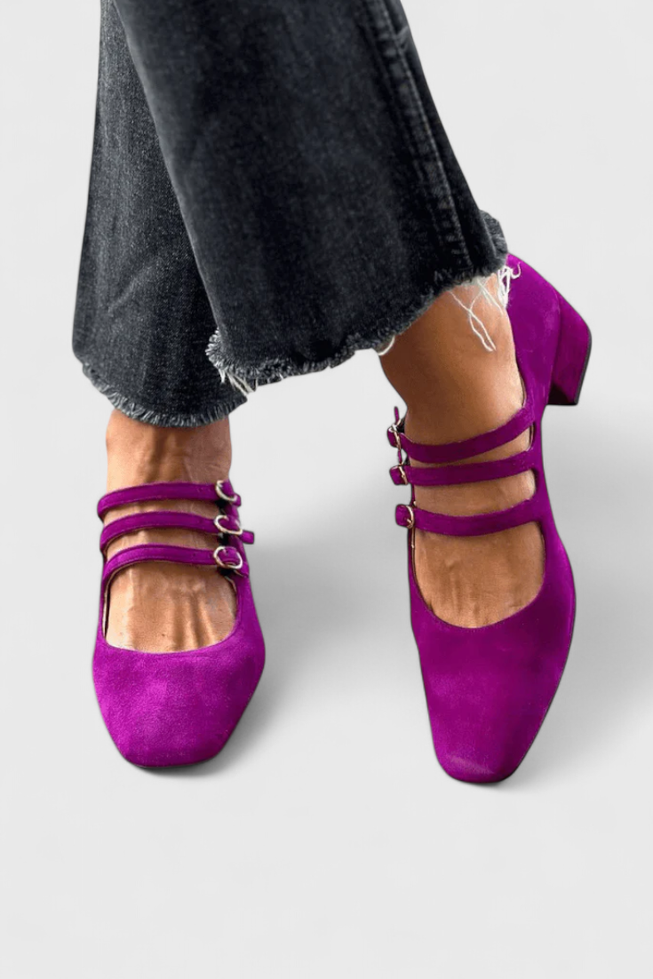 Evdokia Square Toe Multi-Strap Heels