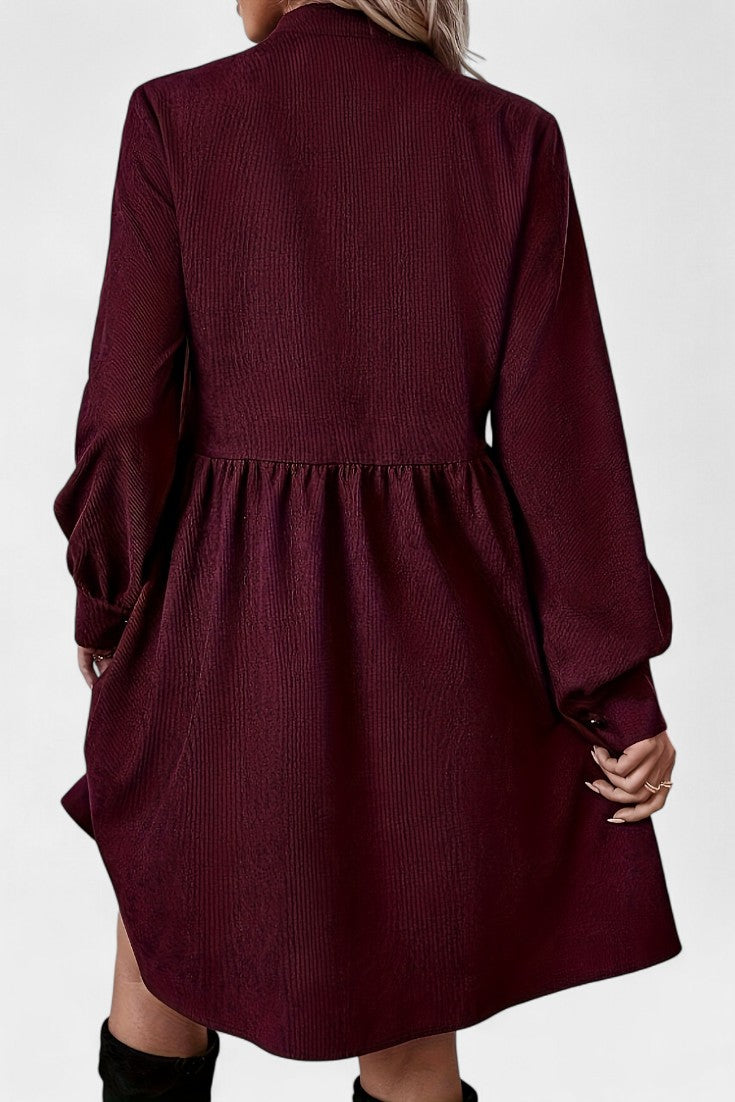 Zita High-Collared Midi Shirt Dress