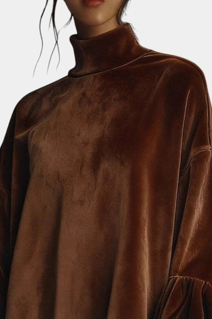 Brisélie Mini Velvet Dress Featuring Ruffled Leopard Sleeves