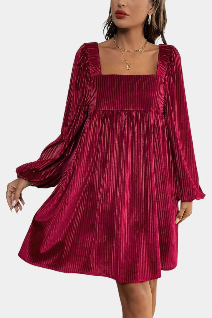 Pleated Velvet Midi Dress by Adrenia
