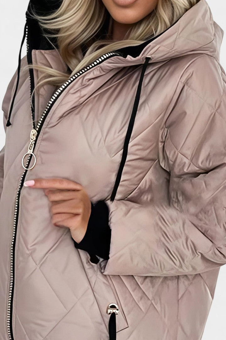 Paola Long Hooded Parka Featuring a High Collar
