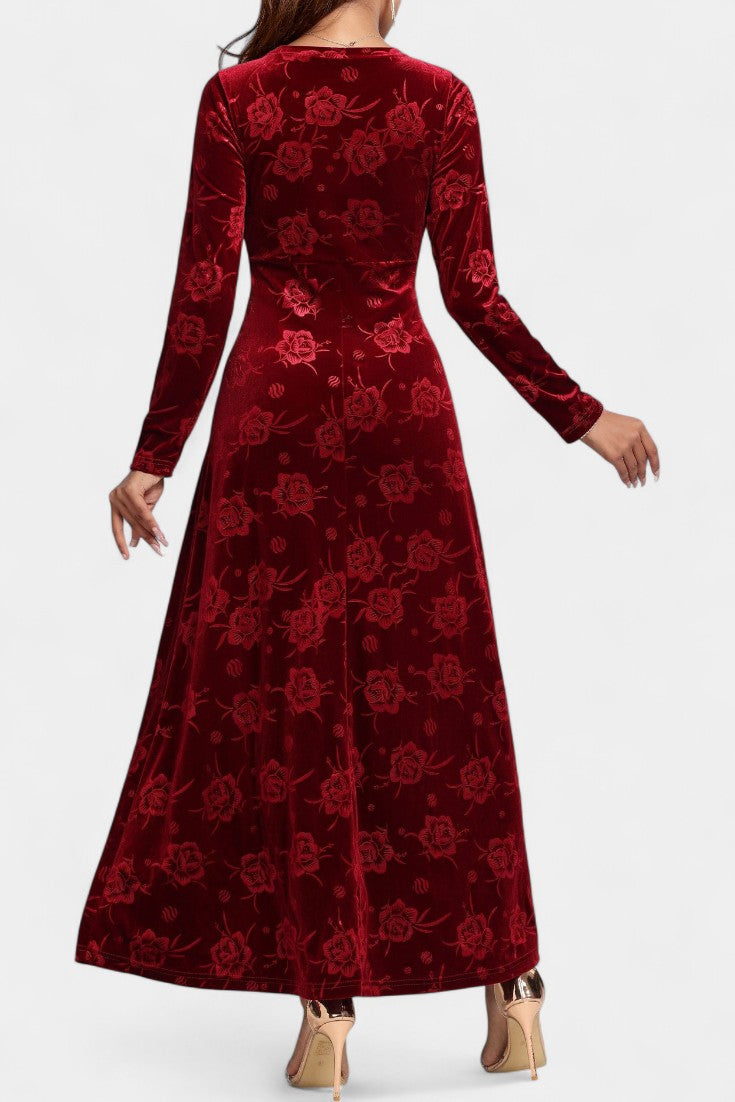 Nolwenn Textured Floral Velvet Maxi Dress