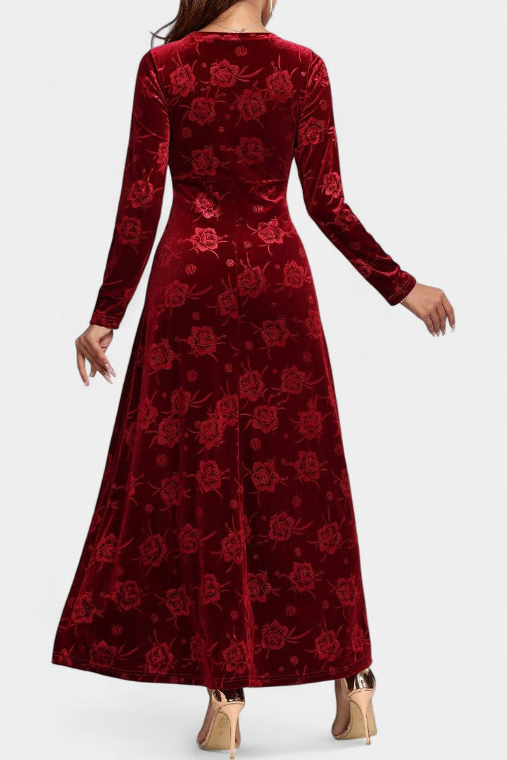 Nolwenn Textured Floral Velvet Maxi Dress