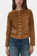 Brown Suede Double-Breasted Jacket by Saksia