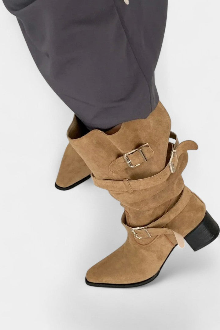 Ruya Pointed Toe High Boots with Modern Western Flair