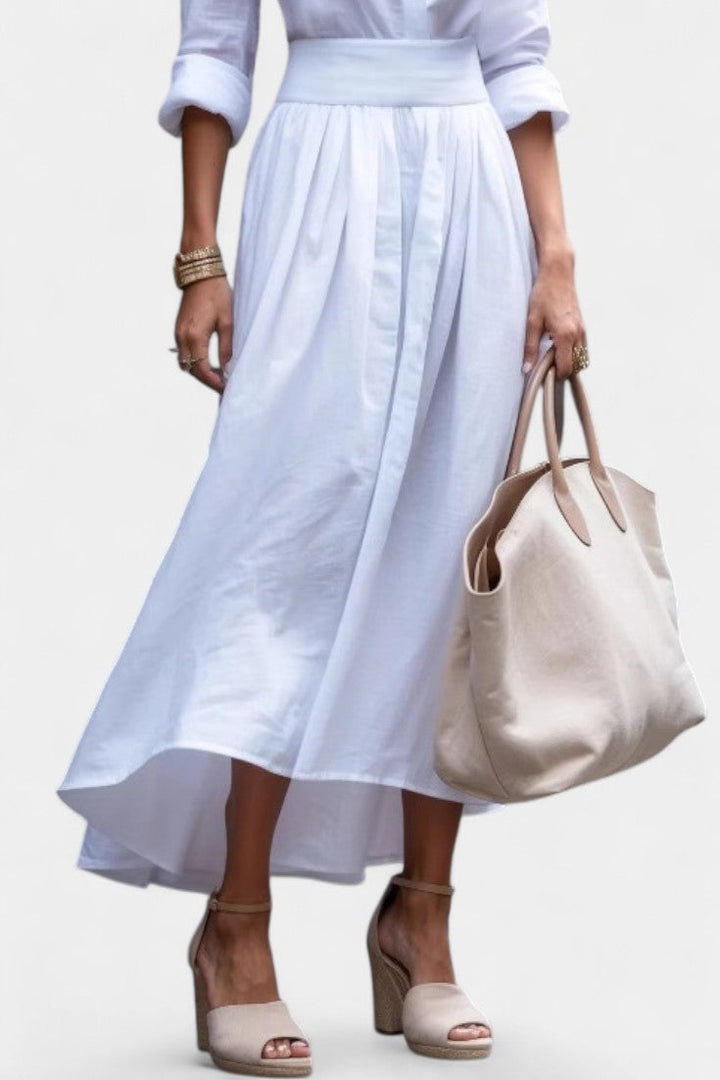 Yésica Elegant Waist-Defined Flowing Shirt Dress