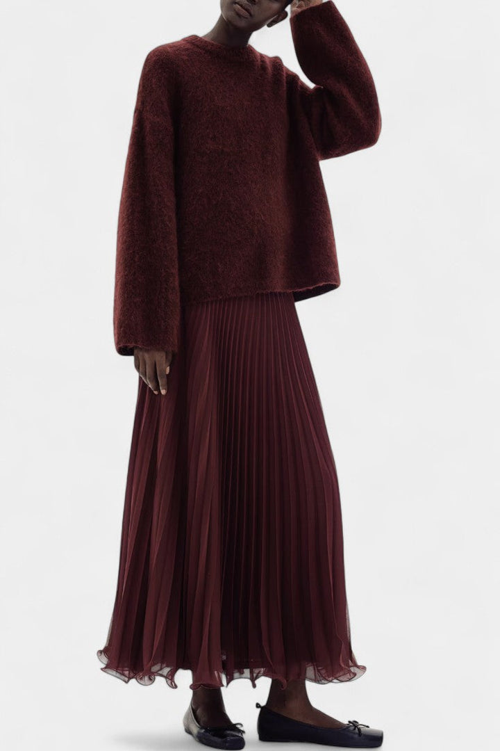 Gia Oversized Sweater & Tailored Midi Skirt Ensemble
